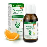 NORSAN Omega-3 Vegan EPA - 100 ml Algenöl - 1.104 mg EPA pro Tagesdosis - 2.000 mg hochwertiges Omega-3 - mit Vitamin D3 & polyphenolreichem Olivenöl