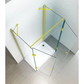 Glaszentrum Hagen Ares U-Duschkabine mit Drehtür rechts 90 x 80 cm gold/ESG