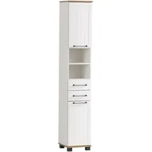 Schildmeyer Jelda Hochschrank 30,3 x 32,6 x 180,9 cm Weiß/Eiche Landhaus Dekor Holz