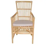 Rattansessel Rattan-Armlehnstuhl inkl. Sitzkissen in Naturfarben Rattanstuhl