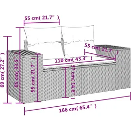vidaXL 7-tlg. Garten-Sofagarnitur mit Kissen Braun Poly Rattan