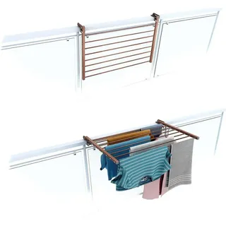 Foxydry Duo, Wäscheständer Balkon, Balkonwäschetrockner, Balkonwäscheständer, klappbare robuste Außenwäscheleine aus rostfreiem Stahl und Al... - Dunkelrot