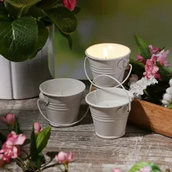 MARELIDA Duftkerzen Citronella Garten Balkon Outdoorkerzen im Metalleimer 3St.