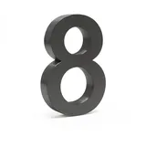Wiltec - Hausnummer 8 Anthrazit Edelstahl Hausnummer In Modernem 3d-design, Höhe 20 Cm, Schrift Arial, Rostfrei Und Witterungsbeständig, Mit Montagematerial