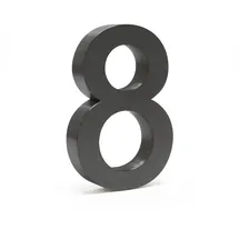 Wiltec - Hausnummer 8 Anthrazit Edelstahl Hausnummer In Modernem 3d-design, Höhe 20 Cm, Schrift Arial, Rostfrei Und Witterungsbeständig, Mit Montagematerial