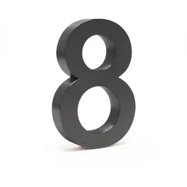 Wiltec - Hausnummer 8 Anthrazit Edelstahl Hausnummer In Modernem 3d-design, Höhe 20 Cm, Schrift Arial, Rostfrei Und Witterungsbeständig, Mit Montagematerial