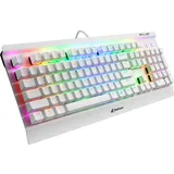 Sharkoon Skiller SGK3 Mechanische Gaming Tastatur US-Layout (mit RGB Beleuchtung braune Kailh Schalter PBT-Tastenkappen-Set) weiß