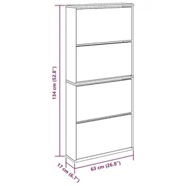 vidaXL Schuhschrank mit Spiegel 63 x 134 x 17 cm hochglanz-weiß / weiß