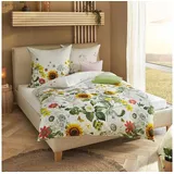 KAEPPEL Mako-Satin Sonnenblumen Gelb 135 x 200 cm + 80 x 80 cm