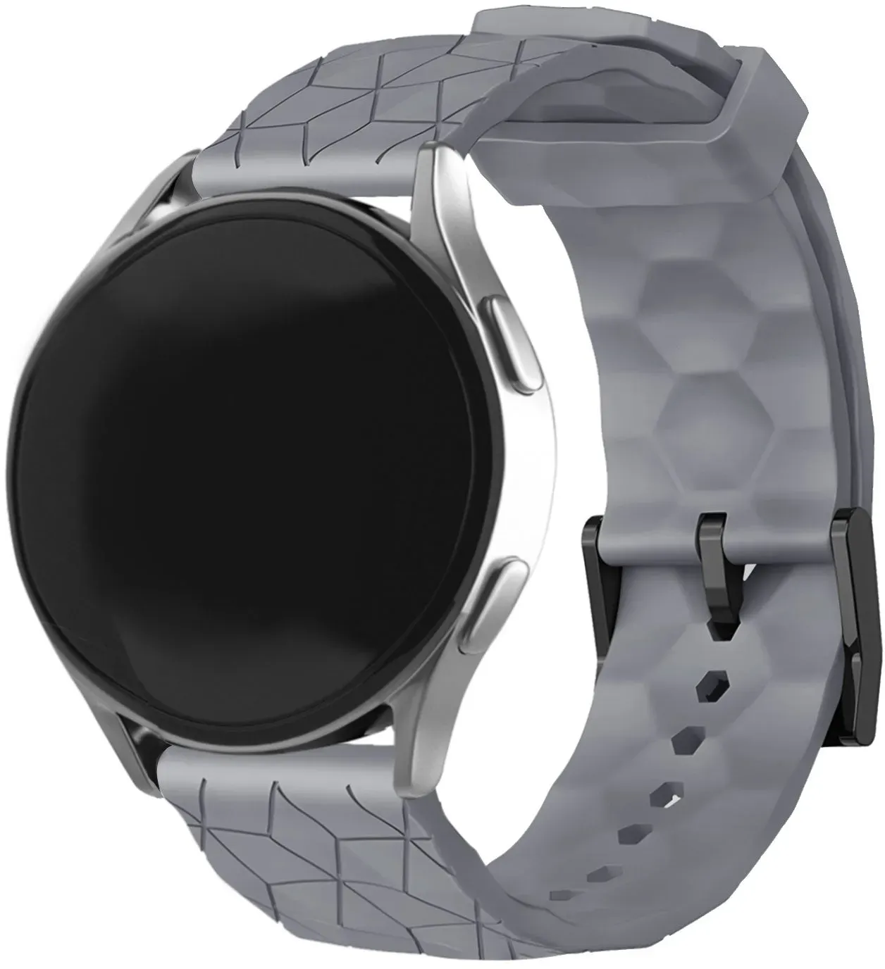 Strap-it Motorola Moto Watch - 47mm Armband Silikon 'Hexagon' für Motorola Moto Watch  - 47mm - Grau - Schnallenverschluss