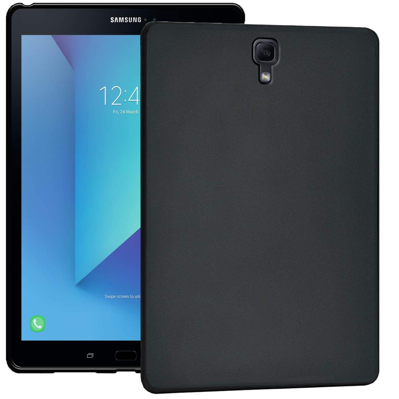 CoolGadget Hülle kompatibel mit Samsung Galaxy Tab S3 9.7 Silikon Schutzhülle Tablet Cover TPU Case - Schwarz/matt