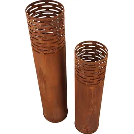 Frank-Flechtwaren Windlicht Rost-Säule, im 2er Set