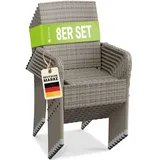 Juskys Yoro Polyrattan Gartenstuhl Grau 8 St.