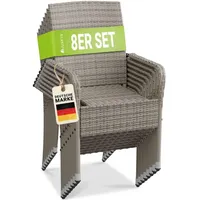 Juskys Yoro Polyrattan Gartenstuhl Grau 8 St.