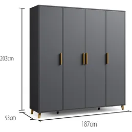 Rauch Drehtürenschrank Shinjo 187 x 203 x 53 cm Grau