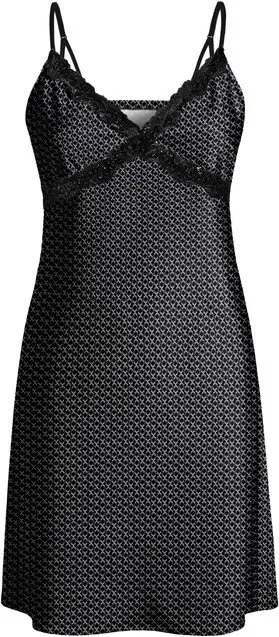 IZURIA Schwarzes schmales Spitzenkleid mit V-Ausschnitt und Trägern in Schwarz, Größe S