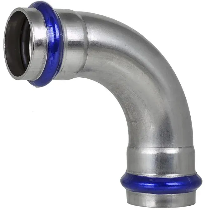 Edelstahl Pressfitting Bogen 90° ixi, Kontur V (Ausführung: 28 mm)