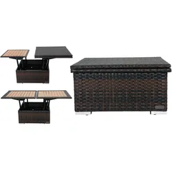 OUTFLEXX Loungetisch höhenverstellbar, braun-marmoriert, Polyrattan, 75/152x75x40/64,5cm