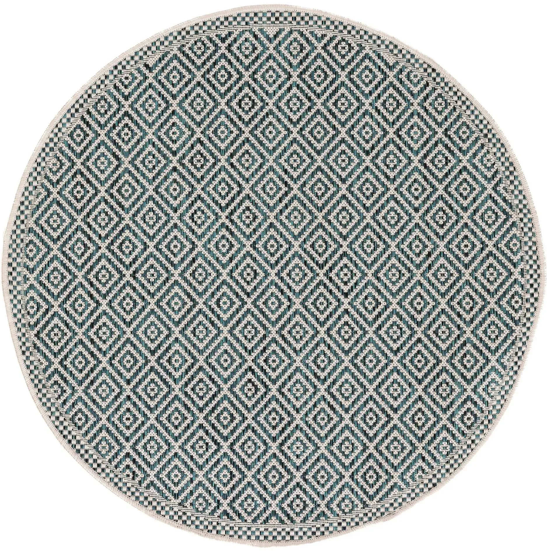 benuta Nest In- & Outdoor-Teppich Rund Cleo Blau ø 120 cm - Teppich für Balkon, Terrasse & Garten