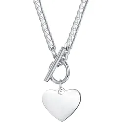 Hey Happiness Herz Kette mit Knebelverschluss aus Edelstahl Silber Damen 