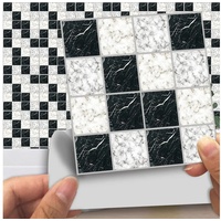 AUKUU Wandsticker Texturierte Texturierte schwarz weiße Mosaik Karo, Fliesenaufkleber für die Renovierung von Küchen und