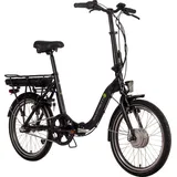 Saxonette E-Bike Faltbike, 20Zoll, Frontmotor, 281 Wh Akku, 3 Gang, Nabenschaltung, ( Pedelec, Elektrofahrrad mit Rücktrittbremse - Schwarz