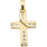 Adelia ́s Kreuzanhänger Damen & Herren 333 Gold Kreuz Anhänger mit Zirkonia, mit Zirkonia für Damen & Herren goldfarben