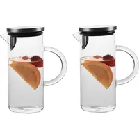 Wasserkaraffe Glas Kühlschrankkrug 1 Liter 2 Stück Im Set Teekanne