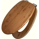 banjado Design WC Sitz Bambus mit Absenkautomatik - Toilettendeckel mit Absenkautomatik Holz/hochwertiger Bambus Klodeckel [TDB2 Blanco] - Braun