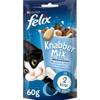 FELIX KnabberMix Milchmäulchen Katzensnack, Knusper-Leckerlie Laktosearm, 8er Pack (8