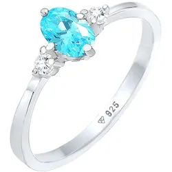 Elli Zirkonia Blau Oval Verlobung 925 Silber Ringe   Damen 