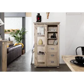 Massivmoebel24 Vitrine Mango 100 x 45 x 175 cm Weiß