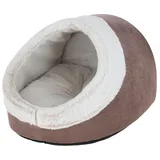 Kerbl Pet Kuschelhöhle Jana, Katzenhöhle, Katzenbett, Cappuccino, 54x43x35cm, Softplüsch, Polyestervlies, mit Wendekissen, maschinenwaschbar bei 30°C