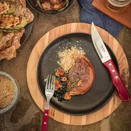 Tramontina Steakmesser JUMBO 4 Stück, Edelstahl, Holzgriff FSC, spülmaschinenfest