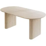 Esstisch OVI mit geriffelter Tischbasis, Sandstein - Beige/Schwarz