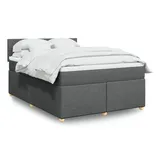 vidaXL Boxspringbett mit Matratze Dunkelgrau 160x200 cm Stoff
