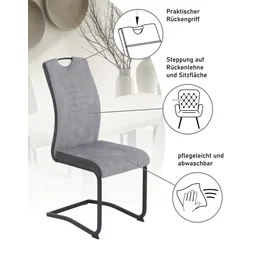 Hela Esszimmerstuhl HELA "Tabea Freischwinger BESTSELLER verschiedene Stoffqualitäten", grau (vintage grau, schwarz), B:43cm H:99cm T:61cm, 100% Polyester, Stühle, Esszimmerstuhl, 2 oder 4 Stück, Schwingstuhl, Microfaser Vintage oder Kunstleder