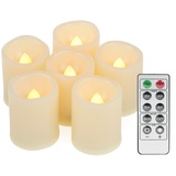 6 Stück 3,8cm LED Teelichter Kerzen mit Fernbedienung, Led Teelichter mit Timer, Warmweiß Elektrische Flammenlos Votivkerzen, LED Teelichter Kerzen Flackernd Flamme, Outdoor Weihnachten Halloween Deko