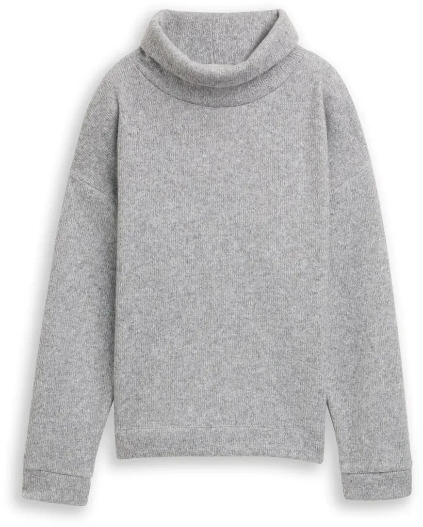 TOM TAILOR Damen Loose Fit Sweatshirt mit Rollkragen, grau, Meliert, Gr. XS