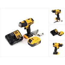 DeWalt DCE 530 P1 Akku Heißluftpistole 18V 530°C + 1x Akku 5,0Ah + 1x Lader + Flächen- und Reflektordüse
