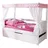 TICAA Himmelbett Lino Mini Kiefer weiß inkl. Zusatzbett stern-rosa