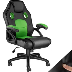 tectake® Bürostuhl, ergonomische Form, Kunstlederbezug mit Mesh-Gewebe, stufenlos höhenverstellbar