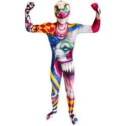 Morphsuits Kostüm Kinder Clown, Außergewöhnlicher Ganzkörperanzug für Kinder bunt 116-134