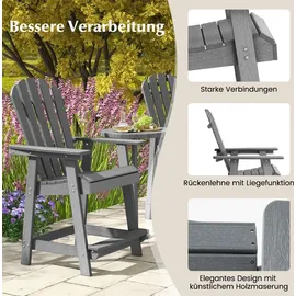 Costway Hoher Adirondack Stuhl Gartenstuhl 85 x 85 x 119 cm grau