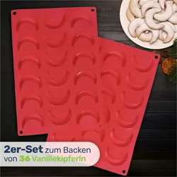 Haushalt International Praktisches 2er-Set Silikon-Backformen für Vanillekipferl