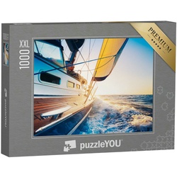 puzzleYOU Puzzle Puzzle 1000 Teile XXL „Segeln in den Sonnenuntergang“, 1000 Puzzleteile, puzzleYOU-Kollektionen Sport, Segelschiffe