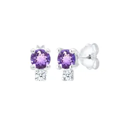 Elli DIAMONDS Amethyst Edelstein Diamant (0.06 ct.) 925er Silber Ohrringe   Damen