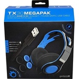 Gioteck - TX30 Megapack - Stereo Game&Go Headset + Daumengriffe + USB-Ladekabel für PS4, blau, einstellbar, GPKPS4-11-MU