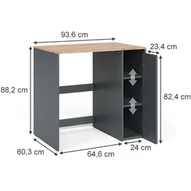 Vicco Waschmaschinenschrank Viktor 93,6 x 88,2 cm Anthrazit/Goldkraft Eiche