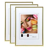 Ideal Trend New Lifestyle Set Bilderrahmen Wanddeko Collage Poster Rahmen 2er 3er 5er Pack: Farbe: 3er Pack Gold | Format: 21x29,7 DIN A4